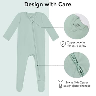 BubblePanda Rayon Made From Bamboo Baby Pajamas Baby Clothes for Boys Girls 12-18 Months Unisex Zip-Front Non-Slip Onesie One-Piece Sleeper Footed Pjs Footie Sleep N Play Toddler Outfits - Image 2