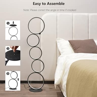 NUÜR 43.3" Modern Floor Lamp, LED Floor Lamp for Living Room, Dimmable, Circle Standing Lamp, Energy-Saving, Unique Lamp for Bedroom, Office, Home - Image 7