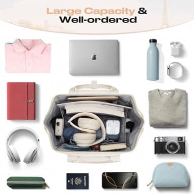 Maelstrom Travel Backpack for Women Men,Laptop Backpack Fits 15.6-17.3 Inch Laptop, Nurse/Teacher/Work Bag with Insulated Lunch Box,Water Resistant Carry On Backpack,Beige - Image 7