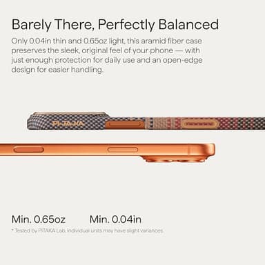 pitaka for iPhone 17 Pro Case 6.3" with Camera Control Button, Compatible with MagSafe, Ultra-Slim Case with Caseless Touch Feeling, 1500D Aramid Fiber Woven, Sunset - Image 3