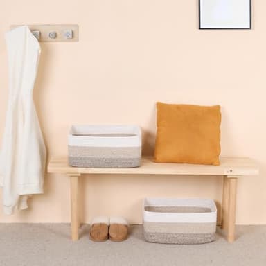 MiniArk Large Storage Baskets for Shelves, Closet Organizers Bins for Clothes Blanket Towels, Baby Nursery, Toy Baskets Box, Woven Rope Baskets, 17 x 13 x 7.5”, 2 Packs Gradient Brown - Image 6