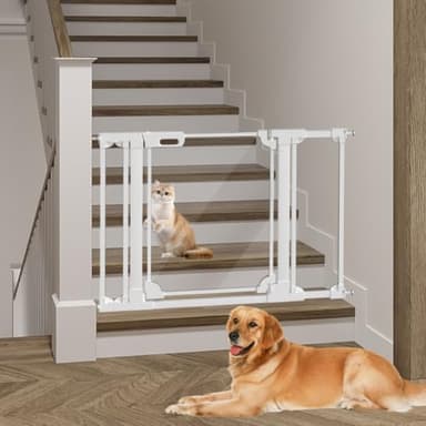 AIKSIWAI Clear Baby Safety Gate for Stairs,29"-48" Wide, 30" Tall Pressure Mounted Acrylic Pet Gate, Easy Walk Through Auto Close Child Gate for Doorways and House,29.52-47.24" - Image 1