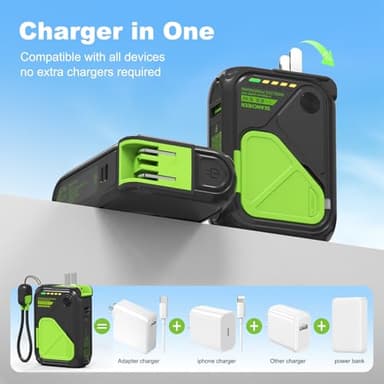 SEANCHEER P05 Portable Charger, Magnetic Power Bank, Small Wireless PowerBank, Battery Pack10000mAh Travel Essentials Fast Charging with Built in Cable, Foldable Wall Plug for iPhone,Samsung,Andriod - Image 2