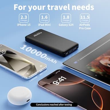 2-Pack Portable Charger, Slimmer 10000mAh 15W Power Bank, USB C in&Out Fast Charging Battery Pack, External Portable Power Bank for iPhone 16 15 14 13 12 iPad Airpods Samsung S23 S22 Pixel etc - Image 6