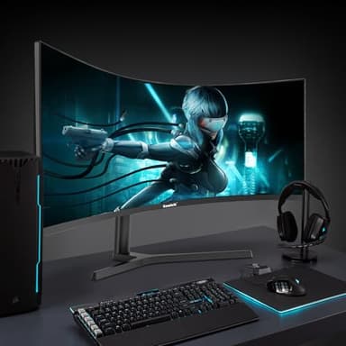 Gawfolk 34 Inch Ultrawide Curved 180Hz Gaming Computer Monitor 1000R PC screen 21:9 UWQHD (3440x1440) ,1ms,100%sRGB,Adaptive Sync,Display Port、HDMI,Liftable Stand,Wall Mount Compatible 75*75mm-Black - Image 9