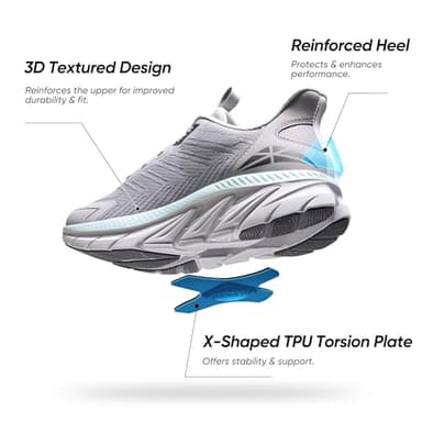 ALLSWIFIT Men's Slip On Walking Shoes Running Comfortable Tennis Breathable Non Slip Athletic Gym Workout Cross Training Fashion Sneakers,Size 8.5,Grey,SARR034M - Image 4