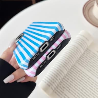 Longlayss Compatible with iPhone 13/14 Case Cute Aesthetic Striped Phone Case for Women Girl Shockproof Slim TPU and Hard PC Protective Cover (Pink) - Image 5
