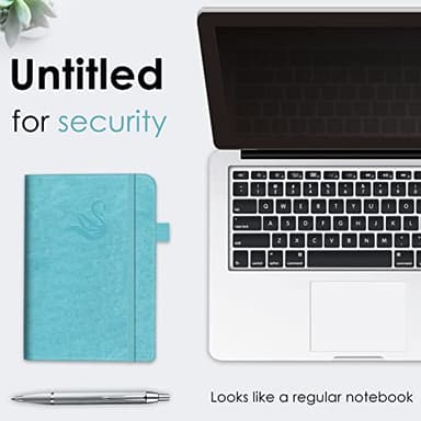 Elegant Password Book with Alphabetical Tabs - Hardcover Password Book for Internet Website Address Login - 5.2" x 7.6" Password Keeper and Organizer w/Notes Section & Back Pocket (Turquoise) - Image 2