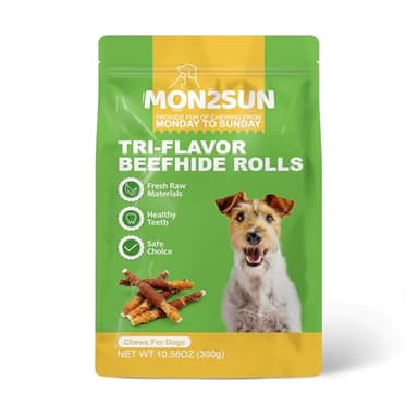MON2SUN Dog Treats, Triple Flavor 5 Inch Chicken Liver Duck and Chicken Wrapped Rawhide Snacks for Small and Medium Dogs, 10.58 Oz (15 Count-Pack of 1) - Image 9