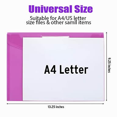 Sooez 10 Pack Plastic Envelopes Poly Envelopes, Clear Document Folders File Folders US Letter A4 Size File Folder with Label Pocket, Teacher School Office Supplies Organization Storage, Assorted Color - Image 6