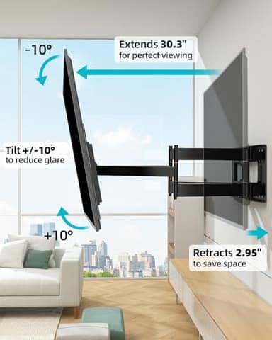 HCMOUNTING Full Motion TV Wall Mount for 60-100 Inch TVs, 30.3 Inch Long Arm, VESA 800x600 Compatible, Swivel and Tilt, Fits 16-24 Inch Studs, 165 lbs Heavy-Duty Bracket - Image 5