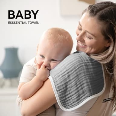 Muslin Burp Cloths Large 20 by 10 Inches 100% Cotton 6 Layers Extra Absorbent and Soft (Grey) - Image 2