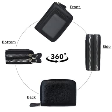 NGIL Small Zippered Faux Leather Wallet for Women, Accordion-Style Card Slot Women Wallet, RFID Blocking Credit Card Holder Wallet, Card Cases & Money Organizers (Black) - Image 4