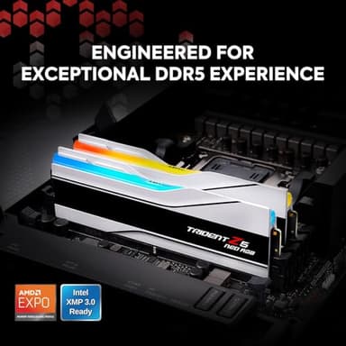 G.SKILL Trident Z5 Neo RGB Series DDR5 RAM (AMD Expo & Intel XMP 3.0) 64GB (2x32GB) 6000MT/s CL36-36-36-96 1.35V Desktop Computer Memory U-DIMM - Matte White (F5-6000J3636F32GX2-TZ5NRW) - Image 2