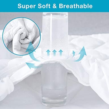 Lunsing Queen Mattress Protector, Soft Breathable Waterproof Queen Size Mattress Pad Cover, 6-18 inches Deep Pocket, White - Image 4