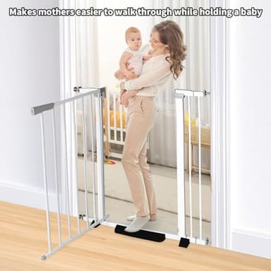 41 Inch Tall Baby Gate Auto Close Dog Gate Adjustable 29.92"-43.71" Wide Pressure Mounted Walk Through Swing Pet Gate for Doorways (White, 29.92"-43.71" Wide) - Image 4