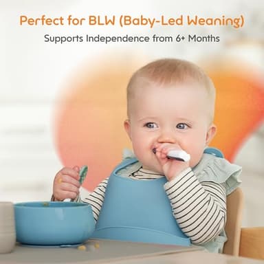 NumNum Baby Spoons Set, Baby Essentials Pre-Spoon GOOtensils for 6+ Months, First Stage Self-Feeding Spoons for Baby Led Weaning (BLW), Silicone Toddler Utensils, BPA-Free, 2 Pack Olive/Newbury Navy - Image 2