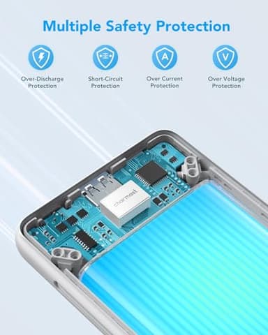 charmast Portable Charger with Built-in Cables and Plug, 10000mAh USB C Power Bank Fast Charging, External Battery Pack Slim, Travel Essentials Compatible with iPhones, Samsung Galaxy, iPad - Image 9