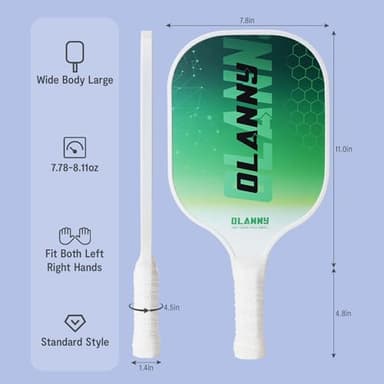 OLANNY Pickleball PaddlesPremium Rackets Face & Polymer Honeycomb Core Includes 4 Pickleball Paddles+ 2 Indoor Balls+ 2 Outdoor Balls+ 1 Portable Carry Bag - Image 5