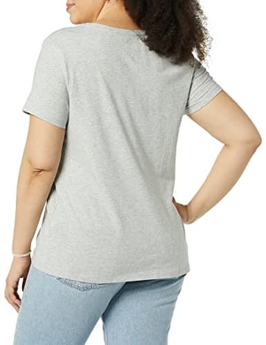 Amazon Essentials Women's Regular-Fit Short-Sleeve Scoop Neck T-Shirt (Available in Plus Size), Pack of 2, Light Grey Heather/Hot Pink, X-Large - Image 3