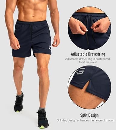 G Gradual Men's Running Shorts with Zipper Pockets Quick Dry Gym Athletic Workout 5" Shorts for Men (Navy, Medium) - Image 5