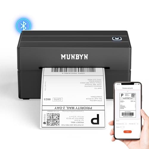 MUNBYN Bluetooth Thermal Label Printer, 130B Wireless 4x6 Shipping Label Printer for Shipping Packages Small Business Office or Home, Compatible with iPhone Android iPad Windows macOS Chrome Etsy eBay - Image 1