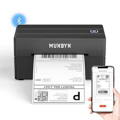 MUNBYN Bluetooth Thermal Label Printer, 130B Wireless 4x6 Shipping Label Printer for Shipping Packages Small Business Office or Home, Compatible with iPhone Android iPad Windows macOS Chrome Etsy eBay - Image 1