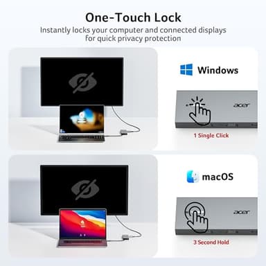 Acer USB C Docking Station Dual Monitor with 2 HDMI, 9-in-1 Laptop Docking Station with 4K@60Hz HDMI, USB A&C 3.0, SD/Micro SD, 100W PD, USB C Dock Compatible with Acer/Dell XPS/HP/Mac/Surface etc - Image 6