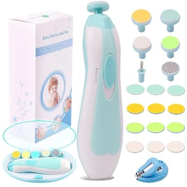 Baby Nail Trimmer Electric Nail File Baby Nail Clippers, Safe Nail Filer Grinder Kit for Newborn Infant Toddler Kids or Adults Toes Fingernails Care Trim Polish, with Led Light and 10 Grinding Heads - Image 1