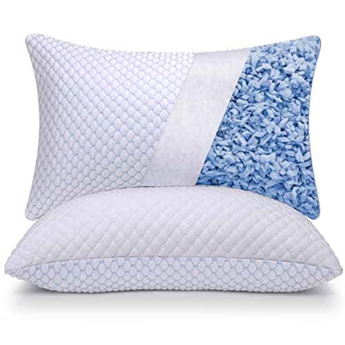 OSBED Cooling Adjustable Shredded Memory Foam Pillows Queen Size Set of 2 - Temperature-Regulating for All Sleepers with Dual Airflow Ventilation(CertiPUR-US & Hypoallergenic & Machine Washable) - Image 1