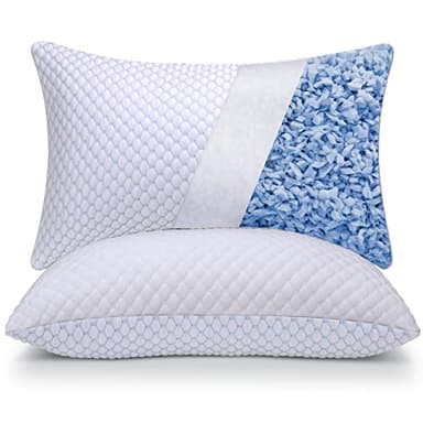 OSBED Cooling Adjustable Shredded Memory Foam Pillows Queen Size Set of 2 - Temperature-Regulating for All Sleepers with Dual Airflow Ventilation(CertiPUR-US & Hypoallergenic & Machine Washable) - Image 1