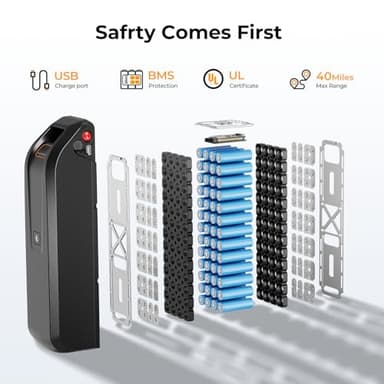 Jasion EB5 Electric Bike for Adults with Peak 500W Brushless Motor, 40Miles 20MPH Commuting Electric Mountain Bike with 360Wh Removable Battery, 7-Speed, 26" Tires and Front Fork Suspension - Image 2