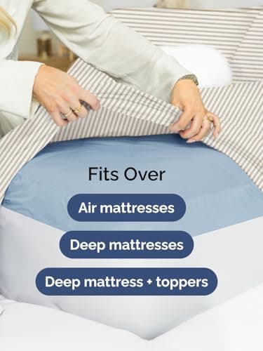 Extra Deep King Sheet Set - 6 Piece Breathable and Cooling Sheets - Hotel Luxury Bed Sheets Set - Easy Fit - Soft, Wrinkle Free and Comfy Sheets Set - Beige Striped Sheet Set with Extra Deep Pockets - Image 6