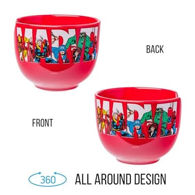 Silver Buffalo Marvel Comics Avengers Retro Featuring Iron Man, Thor, Captain America, Black Widow, Hulk, and Spider-Man Ceramic Ramen Noodle Rice Bowl with Chopsticks, Microwave Safe, 20 Ounces - Image 6