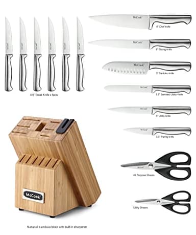 McCook® Knife Sets,German Stainless Steel Knife Block Sets with Built-in Sharpener - Image 2