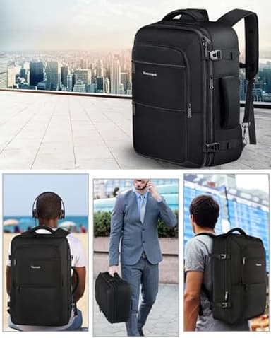Vancropak Carry On Backpack, 40L Expandable Extra Large Travel Backpack, Flight Approved Water Resistant Luggage Suitcase Daypack, Lightweight College Business Weekender Bag for Men & Women, Black - Image 9
