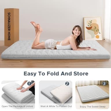 Japanese Floor Mattress, 100% High Density Comfortable Foam, 3.5" Thicken Foldable Mattress Tatami Mat Sleeping Pad, Ideal for Comfort and Support, Kids Floor Lounger Pillow Bed Sofa (Full） - Image 8