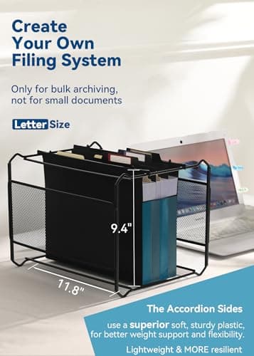 SortRax Plastic High Capacity Hanging File Folders, 4" Expanding Pocket with Movable Dividers, Heavy Duty for Filing Cabinet, Insertable Tabs, Letter Size - 6 Pack - Image 6