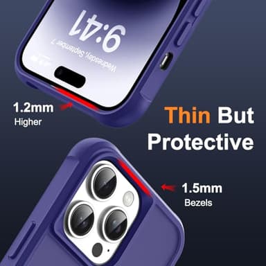 SKYLMW Compatible with iPhone 14 Pro Max Case with Invisible Magnetic O-Ring Stand Military-Grade Translucent Case for iPhone 14 ProMax 6.7" [Compatible with Mag-Safe][Great Grip Feeling], Navy - Image 6