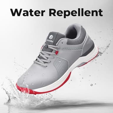 FitVille Extra Wide Men's Golf Shoes Waterproof, Professional Outdoor Spiked Golf Shoes for Men with Arch Support(Gray/Red, 9 X-Wide) - Image 5