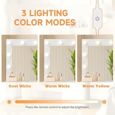 YESHOMY Vanity Desk with Mirror, 10 Lights, Power Outlet and 3 Storage Shelves, Makeup Table with 4 Drawers, 3 Color Modes, for Bedroom, White - Image 6