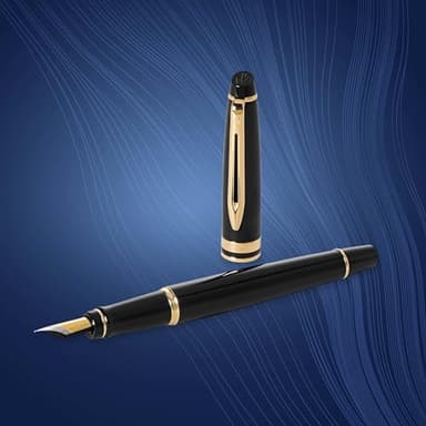 Waterman Expert Fountain Pen Gloss Black with 23k Gold Trim Fine Nib Gift Box - Image 5