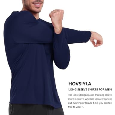 HovSiyla Long Sleeve Shirts for Men Moisture Wicking Mens Tee Shirts Workout Sun Protection T Shirt for Running Black Gray White Blue Bowland XL - Image 4