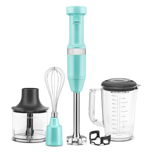 KitchenAid Variable Speed Corded Hand Blender with Accessories, Aqua Sky, KHBV83AQ - Image 1