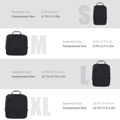 4 Set Compression Packing Cubes Organizers, Black - Image 5