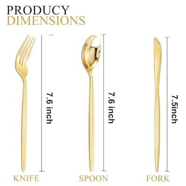 SUT 150PCS Gold Plastic Silverware, Plastic Utensils,Gold Silverware Disposable,Disposable Utensils Heavy Duty,Plastic Cutlery Set,Includes:50 Knives, Forks and Spoons for Party, Birthday,Wedding - Image 3