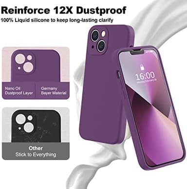 BossKiss Compatible with iPhone 13 Case, Premium Silicone Upgraded [Camera Protection] [2 Screen Protectors] [Soft Anti-Scratch Microfiber Lining] Phone Case for iPhone 13 6.1 inch - Grape - Image 5