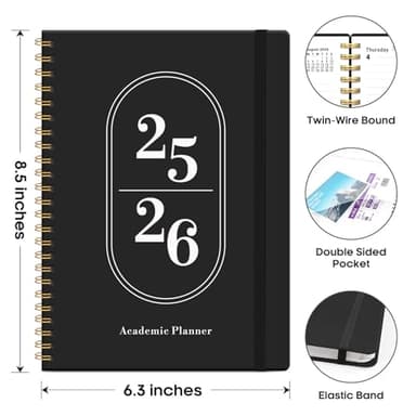 Planner 2025-2026, Academic Year Weekly and Monthly Calender Planner, July 2025 - June 2026, Spiral Bound School Planning Tool, Perfect for Teacher, Student, Women & Men - A5 (6.3" x 8.5"), Black - Image 4