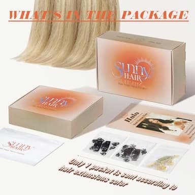 Sunny Wire Hair Extensions Real Human Hair Fish Line Human Hair Extensions Invisible Wire Extensions Lightest Brown with Platinum Blonde Highlights #P10/60 14 Inch - Image 4
