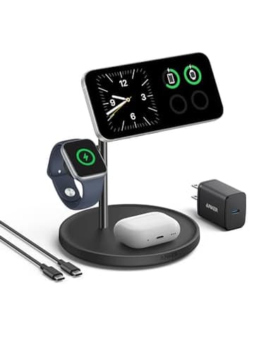 Anker MagSafe Charger Stand, iPhone 17 Wireless Charging Station, MagGo 3 in 1 Charging Station, Qi2 Certified 15W Wireless Charger, Desk Accessory, for iPhone 17/16/15/14/13/12, Apple Watch, AirPods - Image 1